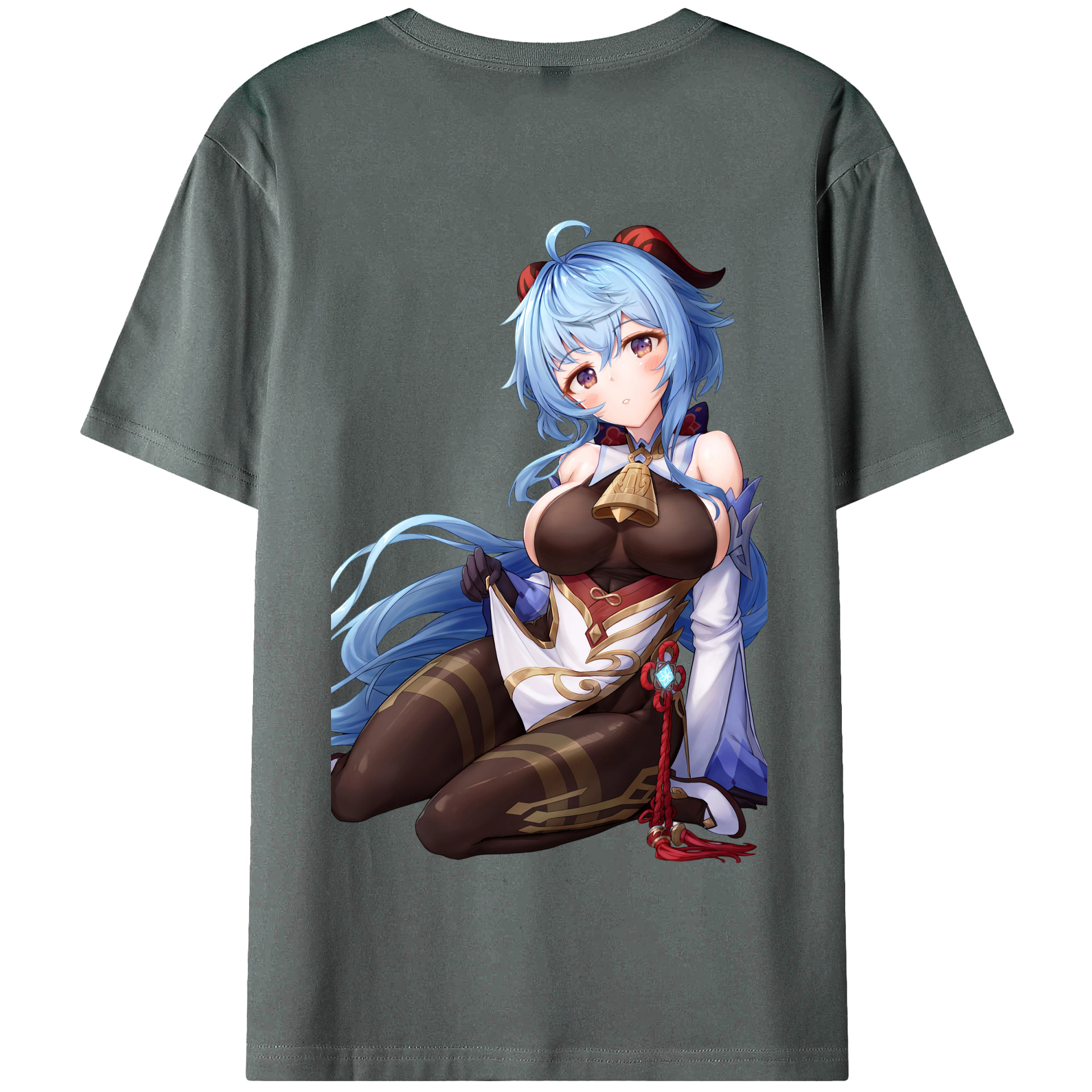 げんし神 甘雨 かんう genshin Ganyu 綿100％半袖Tシャツ（背面プリント）